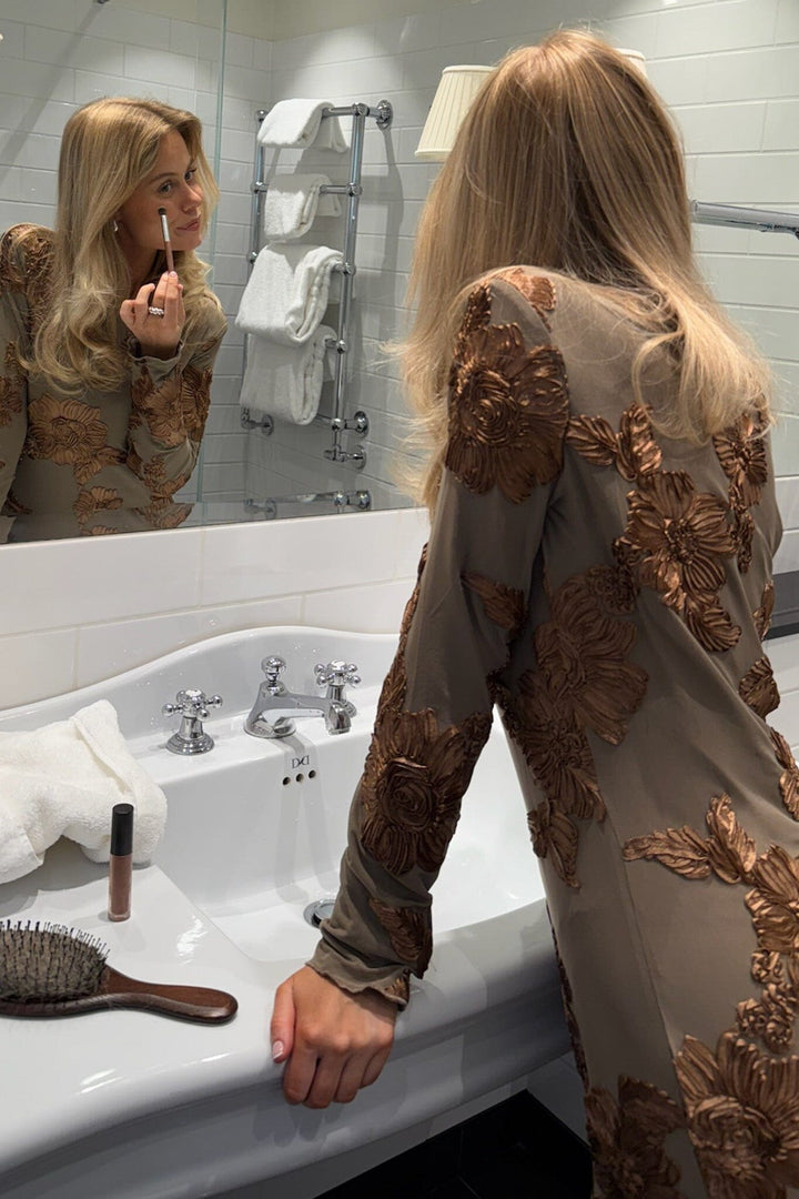 Forudbestilling - BYIC - Eliseic Mesh Dress A23914 - Mocca Flower Kjoler 