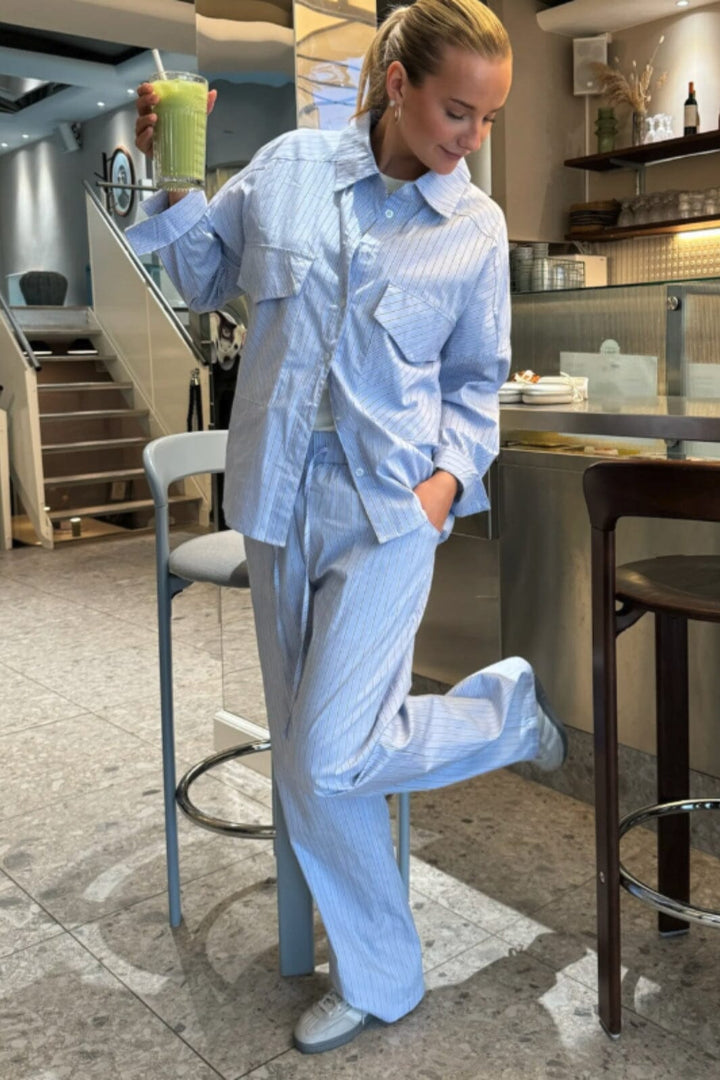 Forudbestilling - BYIC - Hannahic Pants - lbws Light Blue White Stripe Bukser 