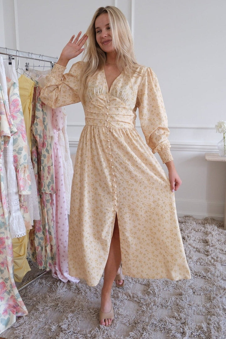 Forudbestilling - BYIC x Molly&My - Adelic Long Dress A2327 - Yellow Flower Print Kjoler 