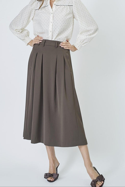 Forudbestilling - Co´Couture - Anyacc Pleat Skirt 34178 - 83 Mocca Nederdele 