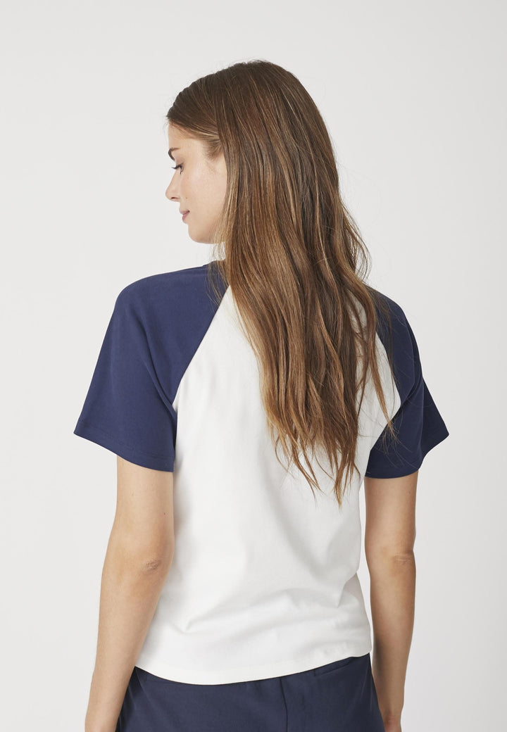 Forudbestilling - Co´Couture - Edgecc Block Tee 33169 - 11120 - Offwhitenavy T-shirts 
