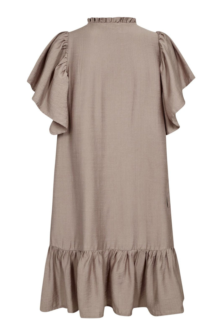 Forudbestilling - Co´Couture - Heracc Crop Ss Frill Dress 36479 - 154 - Walnut Kjoler 