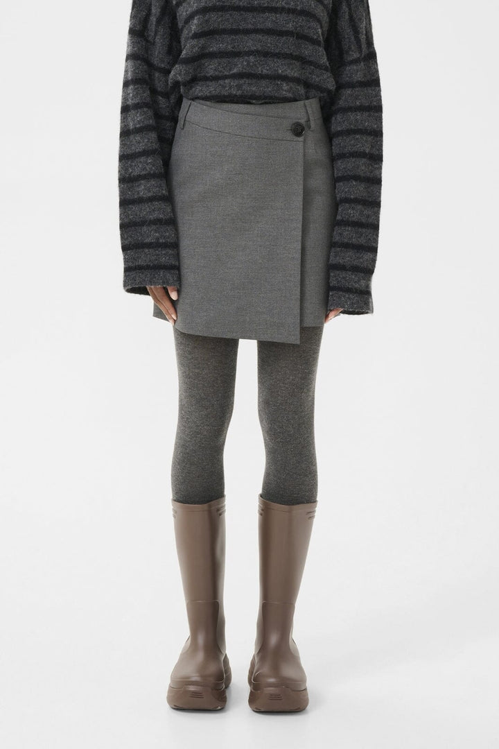 Gestuz - Gzpaula Melange Wrap Skirt 10910495 - 100494 - Dark Grey Melange