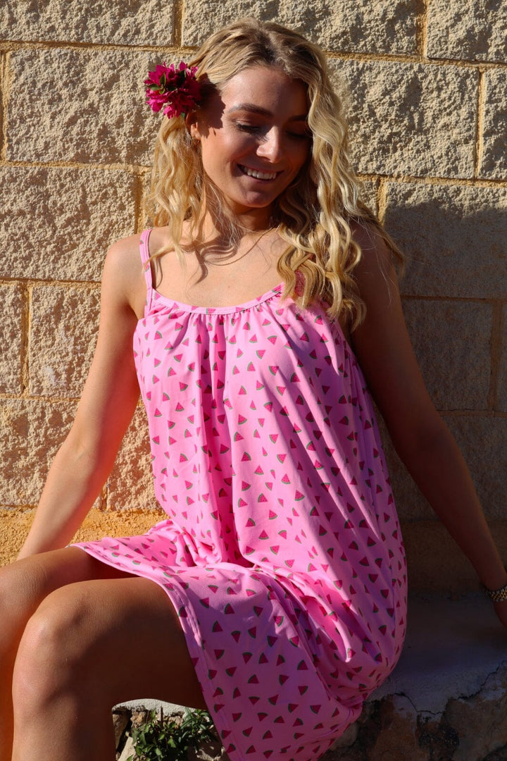 Liberte - Alma-Short-Strap-Dress 9588 - Pink Watermelon