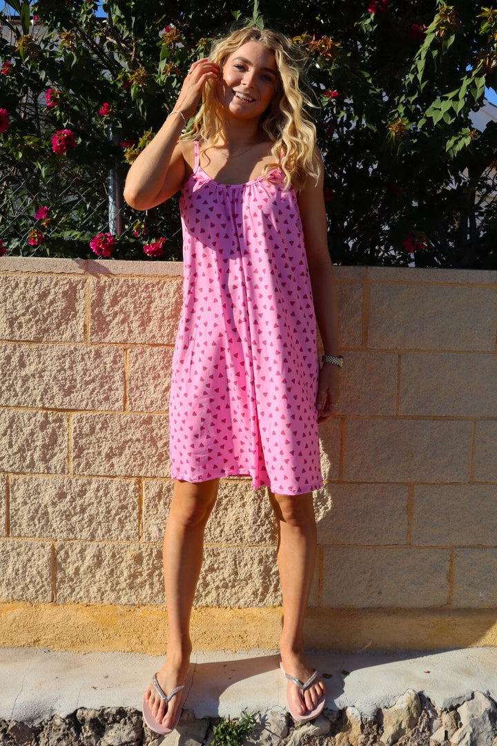 Liberte - Alma-Short-Strap-Dress 9588 - Pink Watermelon