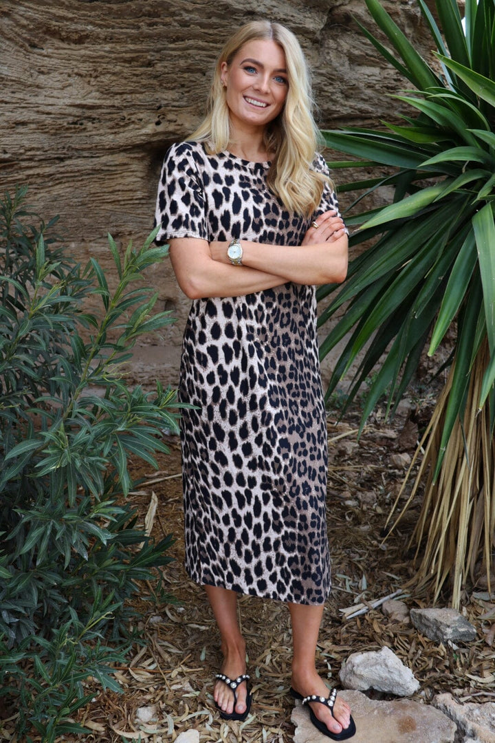 Liberte - Alma-Tshirt-Dress 9562 - Big Lux Leo Fossil