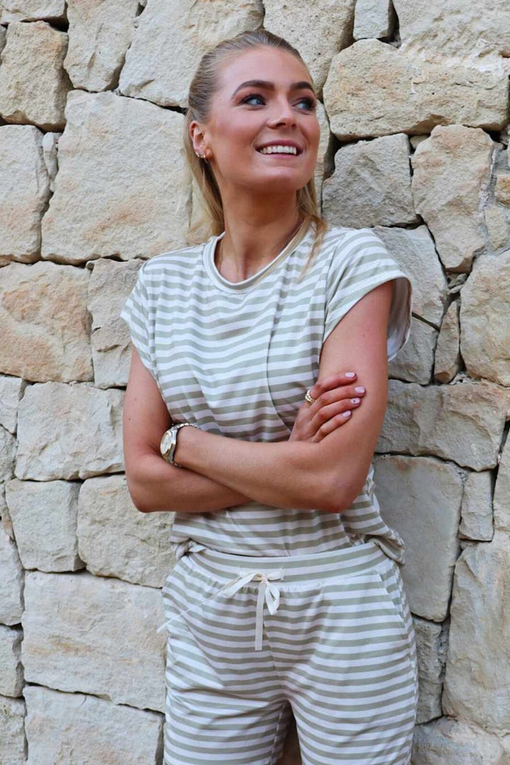 Liberte - Alma-U-Tshirt 9581 - Sand Ivory Stripe