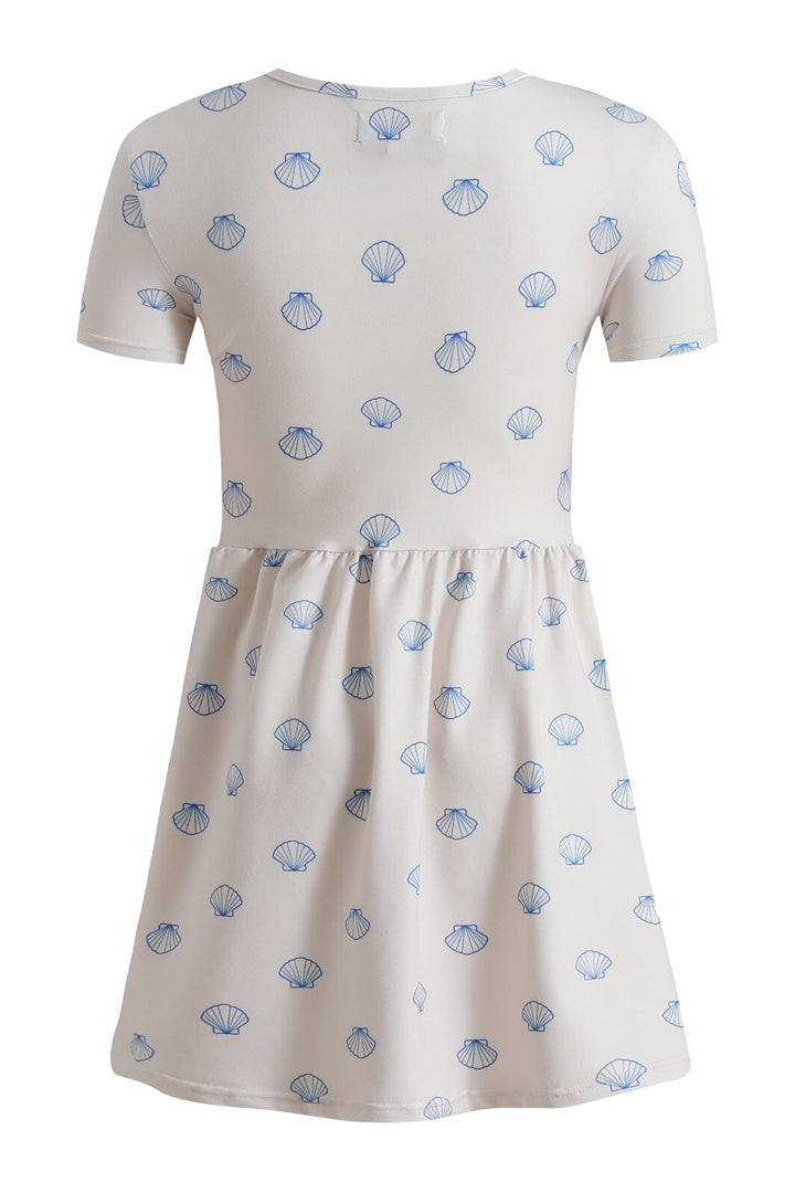 Liberte Ami - Alma-Ss-Babydoll-Dress (Kids) 9652 - Ivory Cobolt Shell