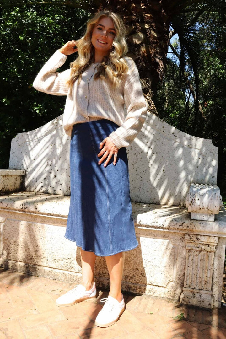 Forudbestilling - Liberte - Asta Ashape Skirt 22248 - Blue Denim