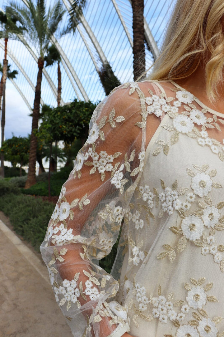 Forudbestilling - Liberte - Dolly-Ls-Dress - Creme Gold Flower (April) Kjoler 