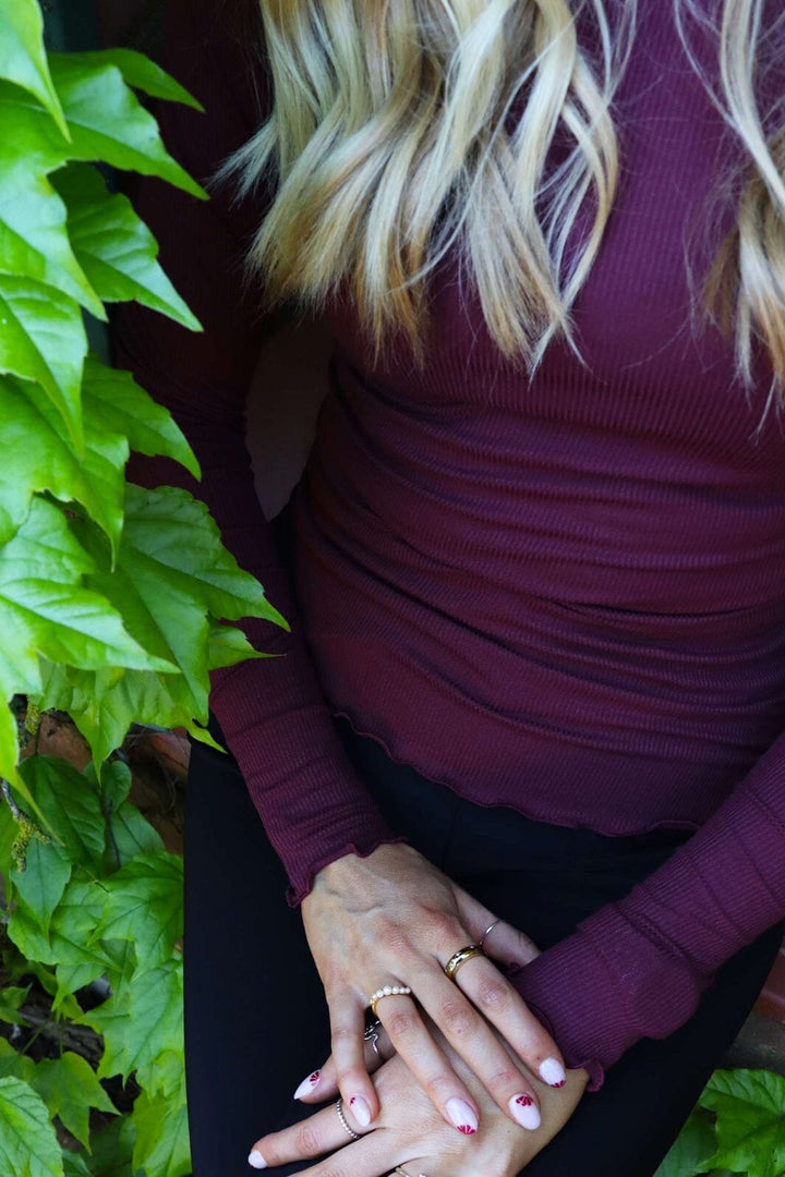 Forudbestilling - Liberte - Natalia Ls Round Neck Blouse 9914 - Bordeaux