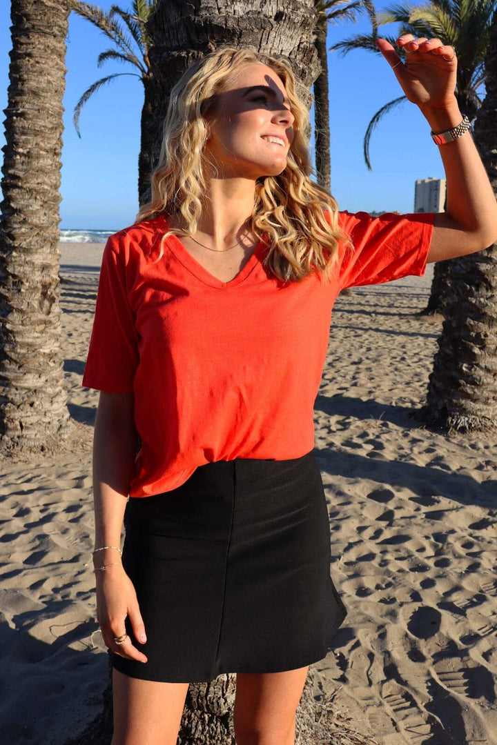 Liberte - Ulla-Ss-Vneck-Tshirt 21675 - Coral