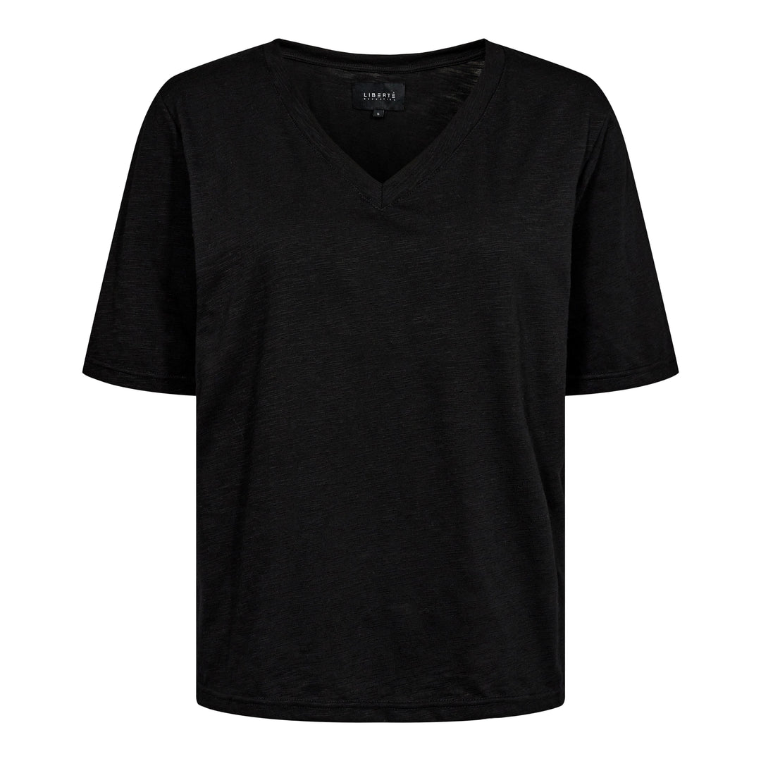 Forudbestilling - Liberte - Ulla-Ss-Vneck-Tshirt - Black T-shirts 