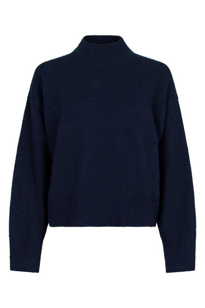 Forudbestilling - Neo Noir - Paulina Knit Blouse - Navy Strikbluser 