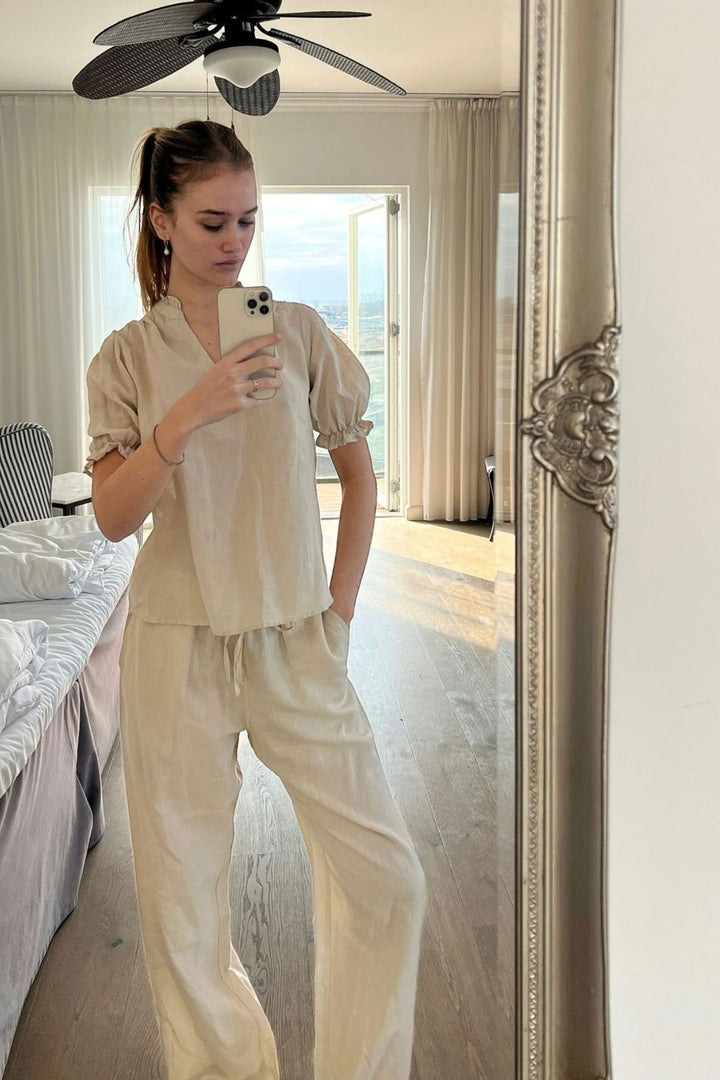 Forudbestilling - Neo Noir - Sonar Linen Pants - Sand Bukser 