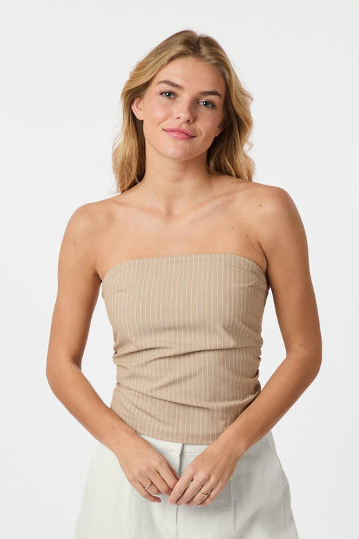 Neo Noir - Tyree Melange Pinstripe Top 165471 - 119 - Sand Melange