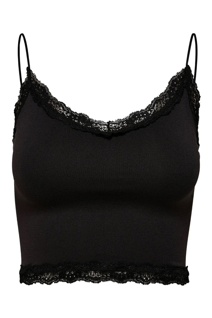 Only - Onlvicky Lace Seamless Cropped Top - 3210300 Black
