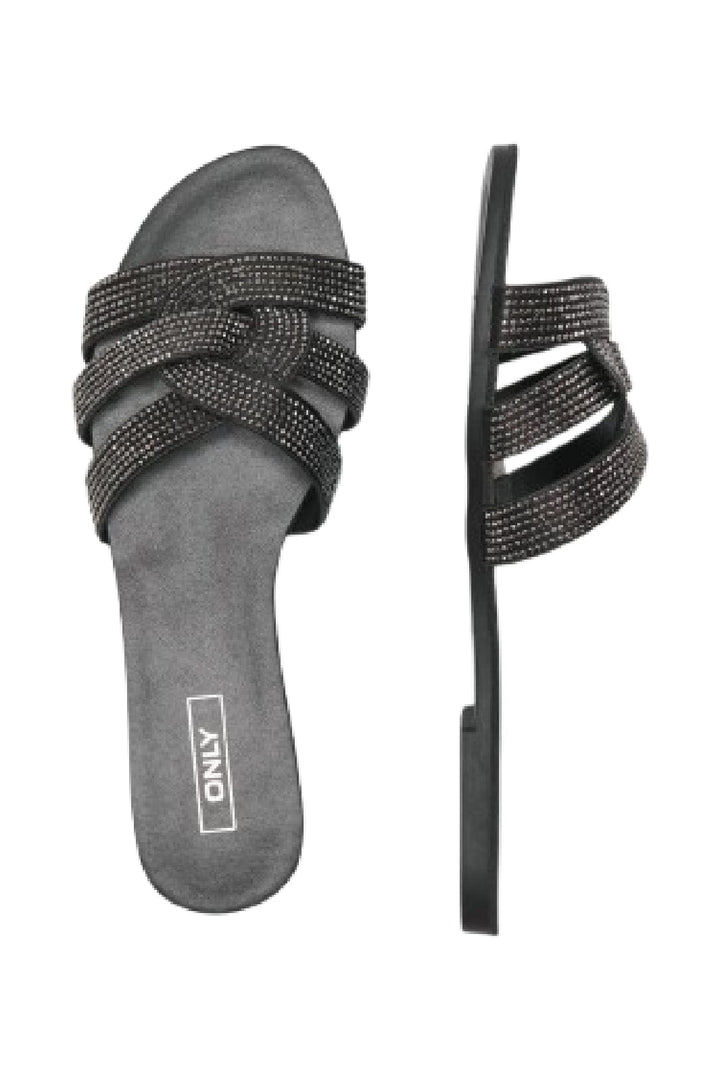 Only Shoes - Onlfeli-5 Pu Bling Slip On Sandal - 4674034 Black