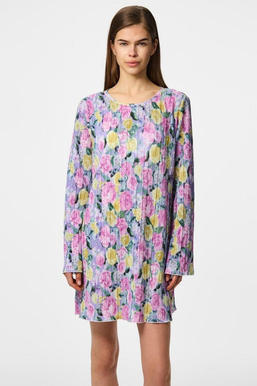 Pieces - Pcamber Ls Short Dress Kca - 4842926 Lavender Blurry Flowers