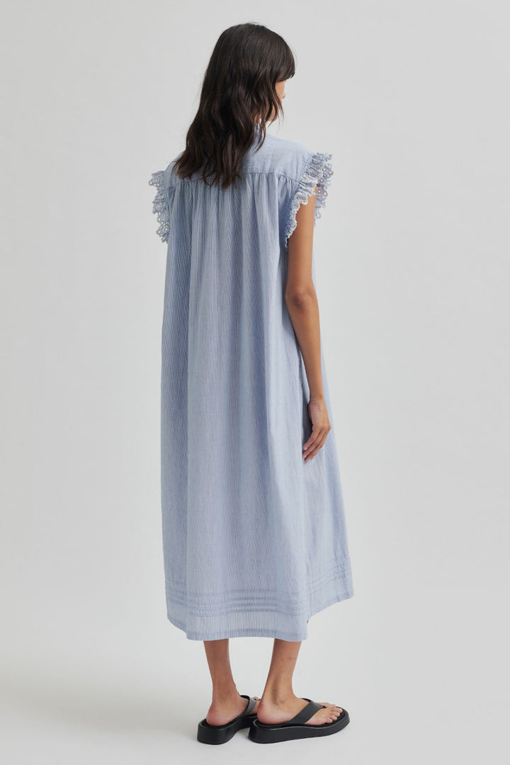 Forudbestilling - Second Female - Laure Dress 59715 - Light Blue Stripe Kjoler 