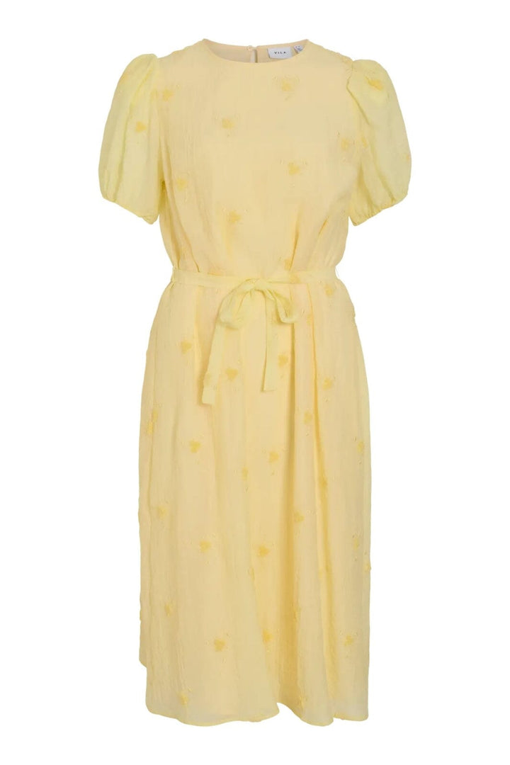 Forudbestilling - Vila - Vihilma 2/4 Midi Dress - 4904943 Pale Banana Embroidery