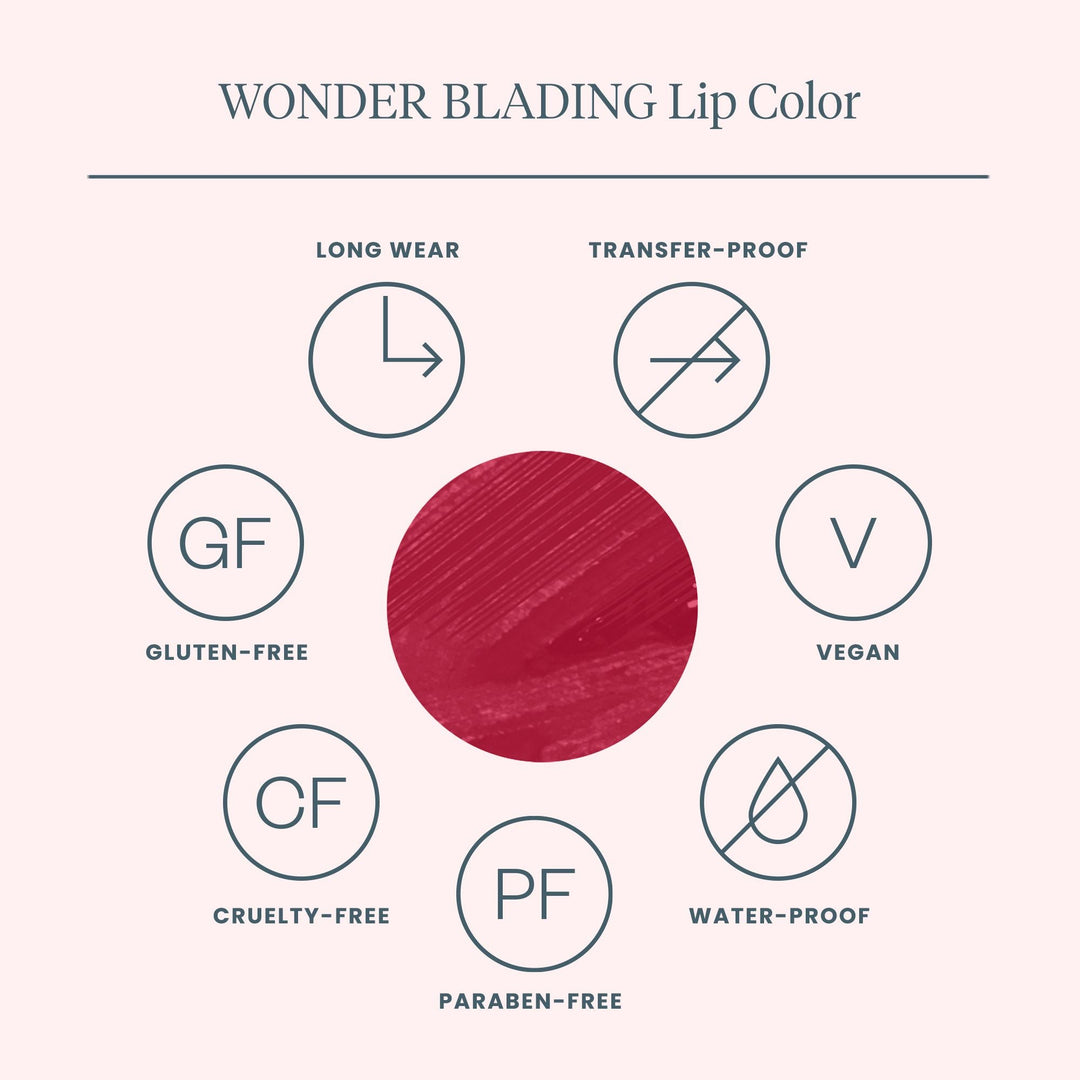 Forudbestilling - Wonderskin - Wonder Blading Lip Stain Kit DIVINE - Divine (Burgundy Red) Læbestift 