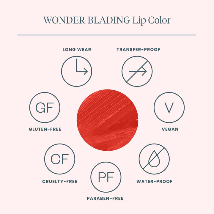 Forudbestilling - Wonderskin - Wonder Blading Lip Stain Kit GLAMOROUS - Glamorous (Classic Red) Læbestift 