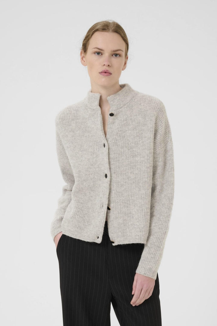 Gestuz - AlphaGZ short cardigan - Light grey melange 
