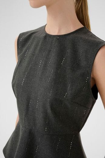 Gestuz - Gzadira Peplum Top 10910709 - 100494 - Dark Grey Melange Bluser 