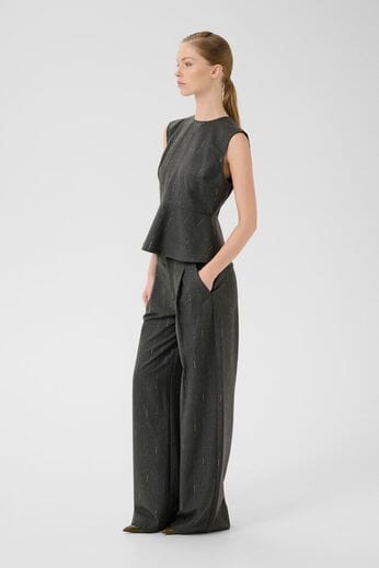 Gestuz - Gzadira Peplum Top 10910709 - 100494 - Dark Grey Melange Bluser 