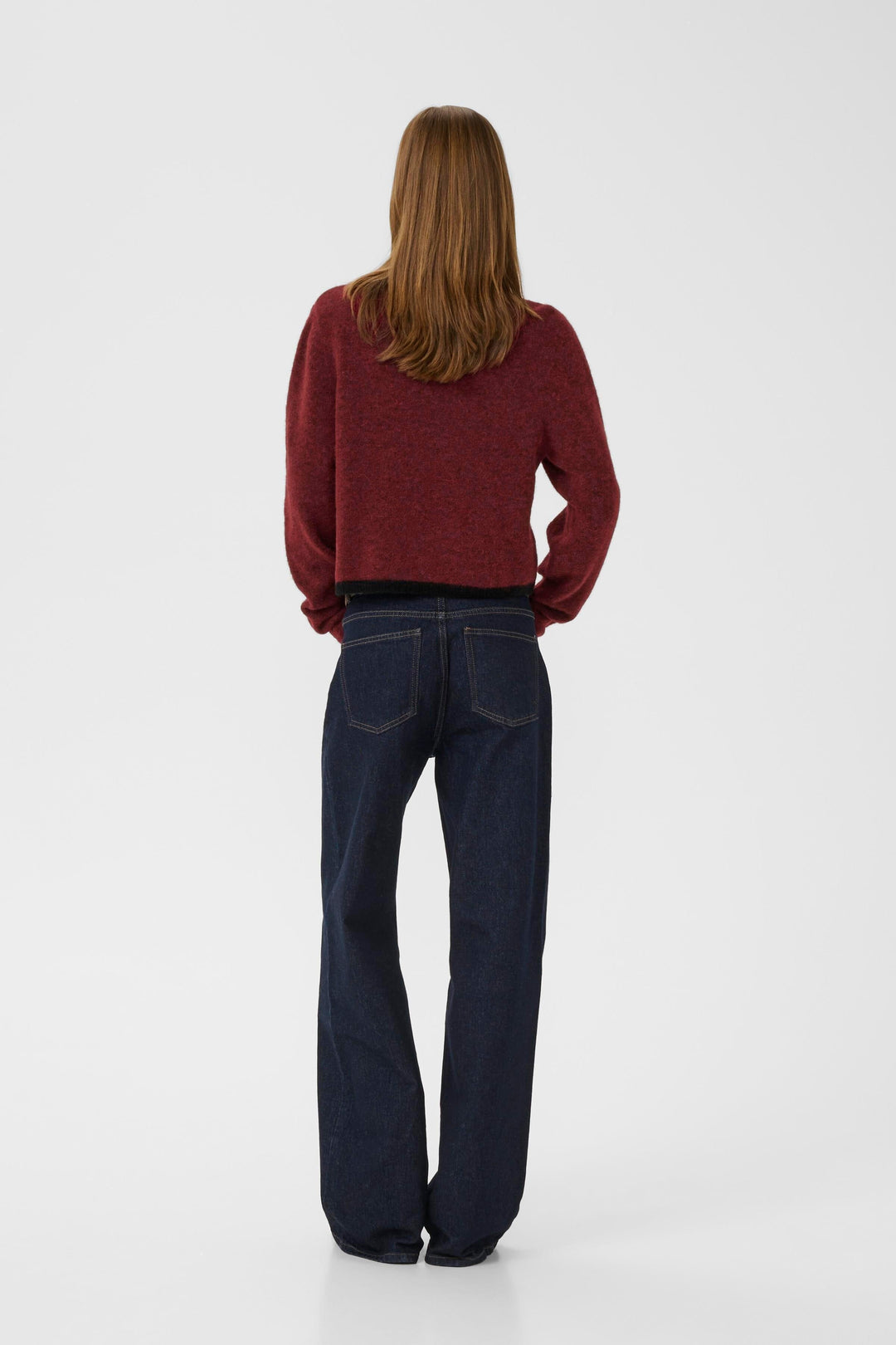 Gestuz - Gzalpha Ls Contrast Cardigan 10910459 - 108773 - Blood Red Melange/Black Cardigans 