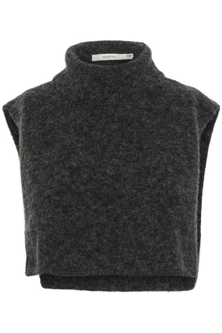 Gestuz - Gzalpha Open-Side Rollneck 10910452 - 106286 - Charcoal Melange Toppe 