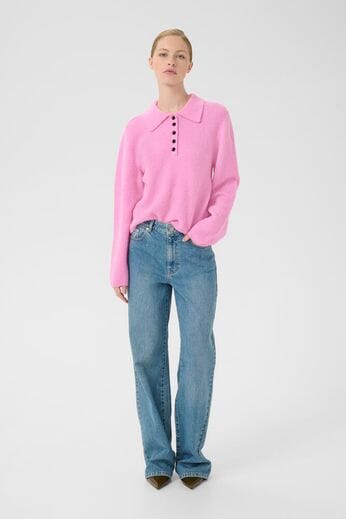 Gestuz - Gzalpha Polo Pullover 10910589 - 108700 - Begonia Mélange Strikbluser 