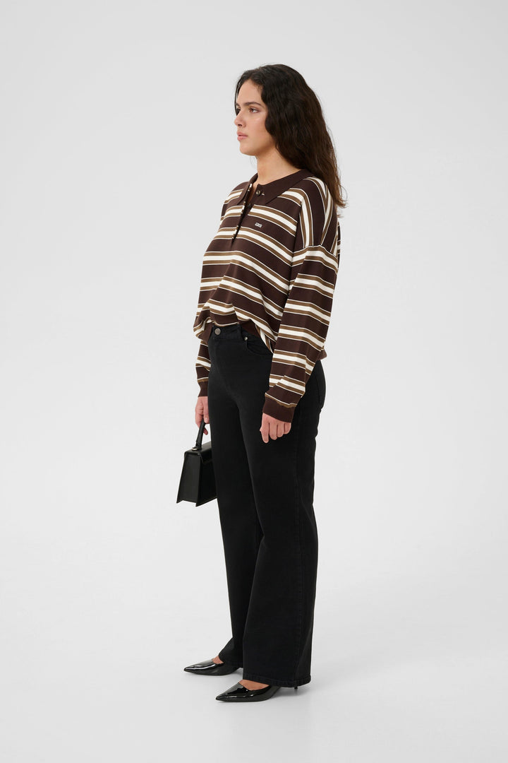 Gestuz - Gzpaige Polo Pullover 10910655 - 108478 - Molé/Dark Beech/Egret Strikbluser 