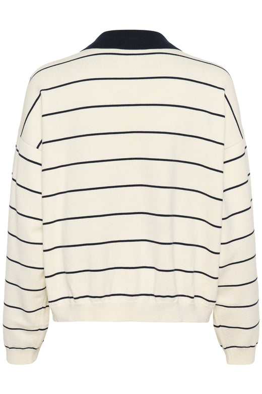 Gestuz - Gztaige Polo Pullover 10910829 - 108826 - Egret/Skycaptain Striped Strikbluser 