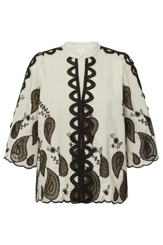 Gossia - Miraago Blouse G2843 - Creme - Brown Bluser 