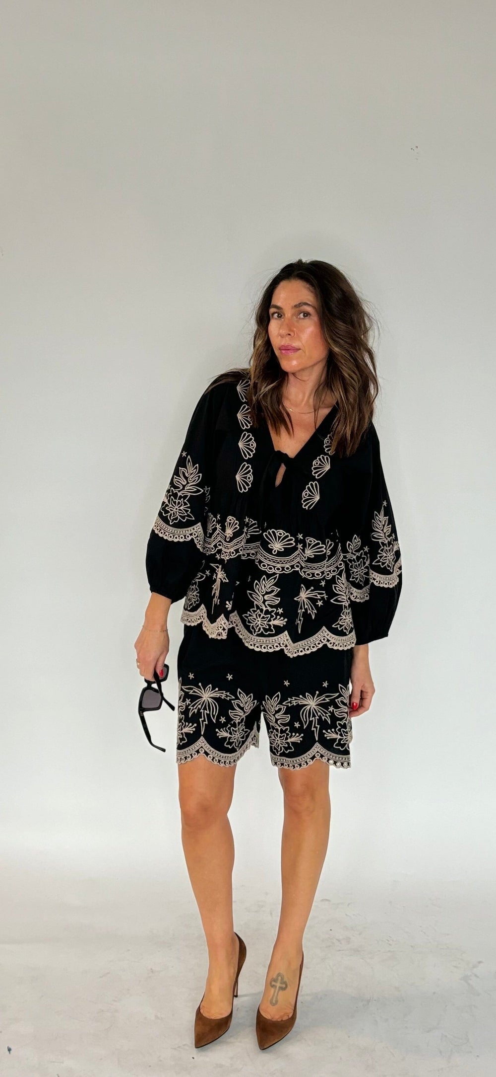 Gossia - Sofjago Blouse G2458 - Black/Sand Bluser 