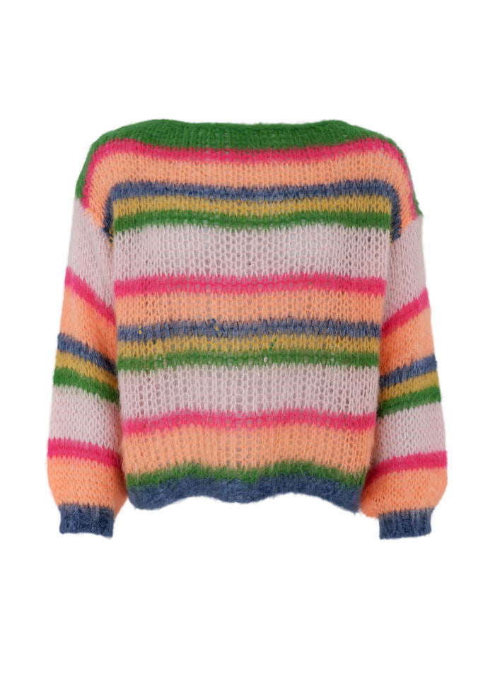 Black Colour - Bcanna Multi Striped Jumper 1241 - Orange Multi