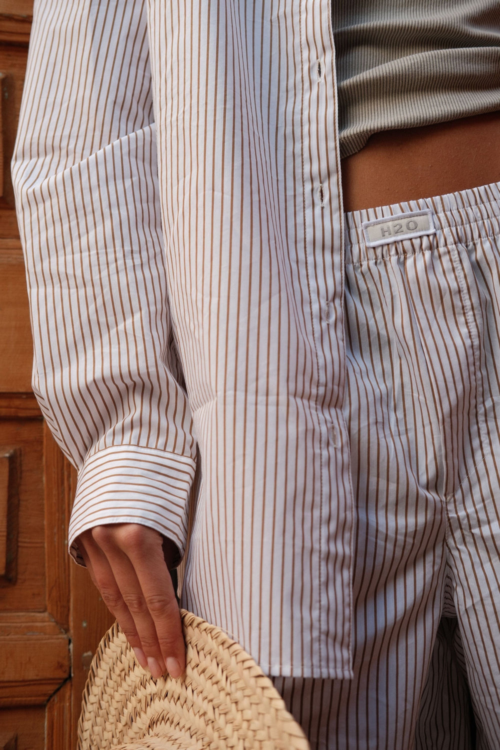 H2O - Rønne Essential Pajamas Shorts 100165-2 - 7043 - White/Brown Shorts 