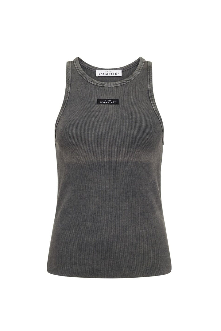 Haute L'Amitié - Acid Rib Badge Tank HL10510 - Black Acid Wash