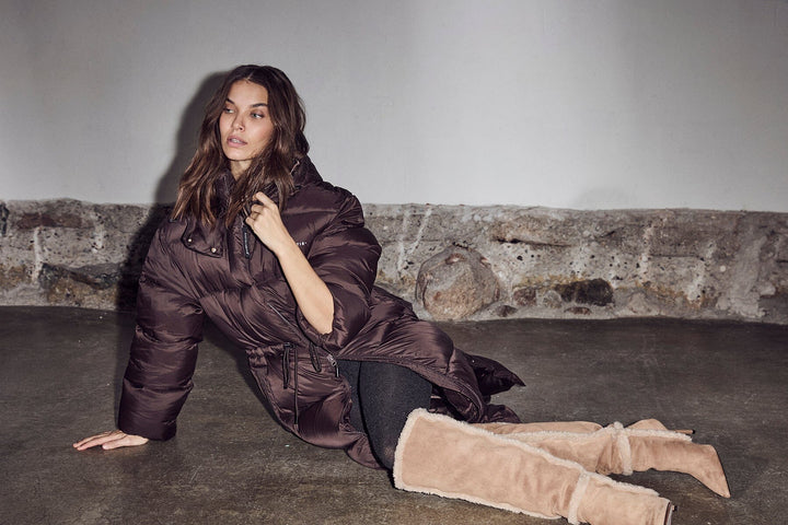Haute L'Amitié - Climb Long Puffer Jacket HL10715 - Mocca Jakker 