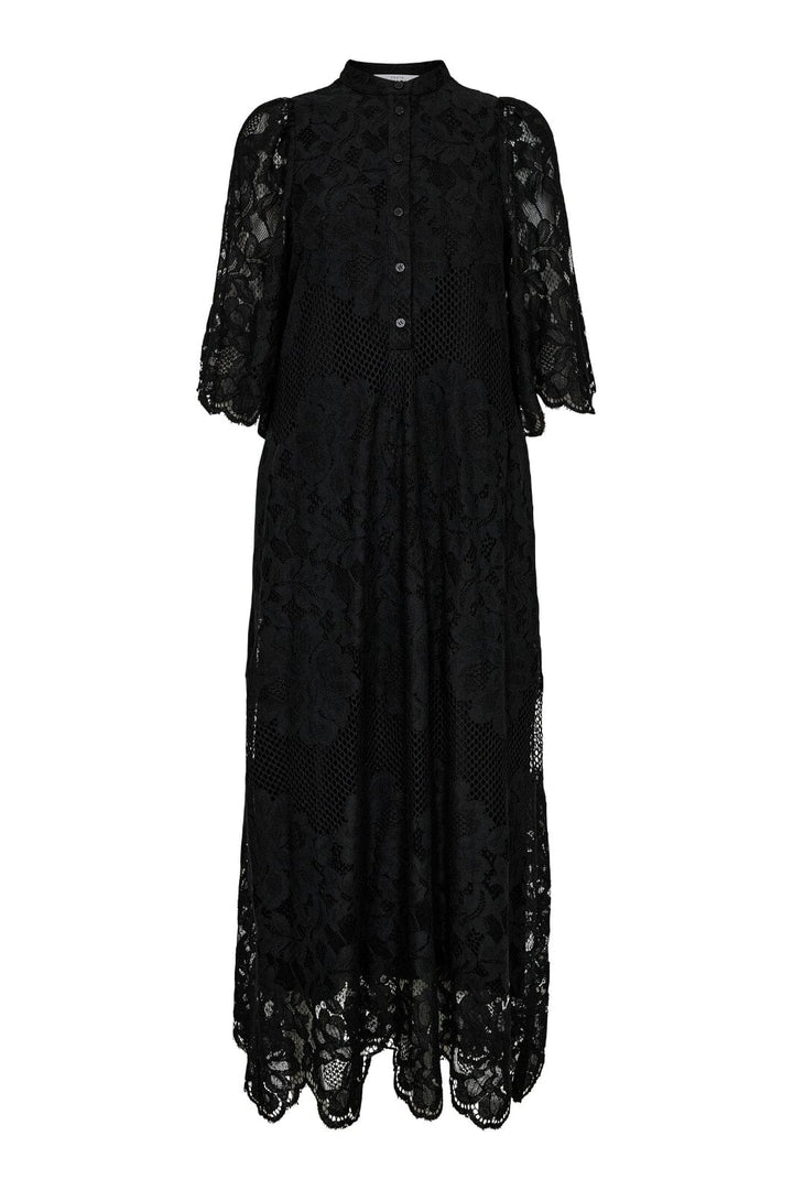 Haute L'Amitié - Curvey Lace Hem Placket Dress HL10406 - Black Kjoler 
