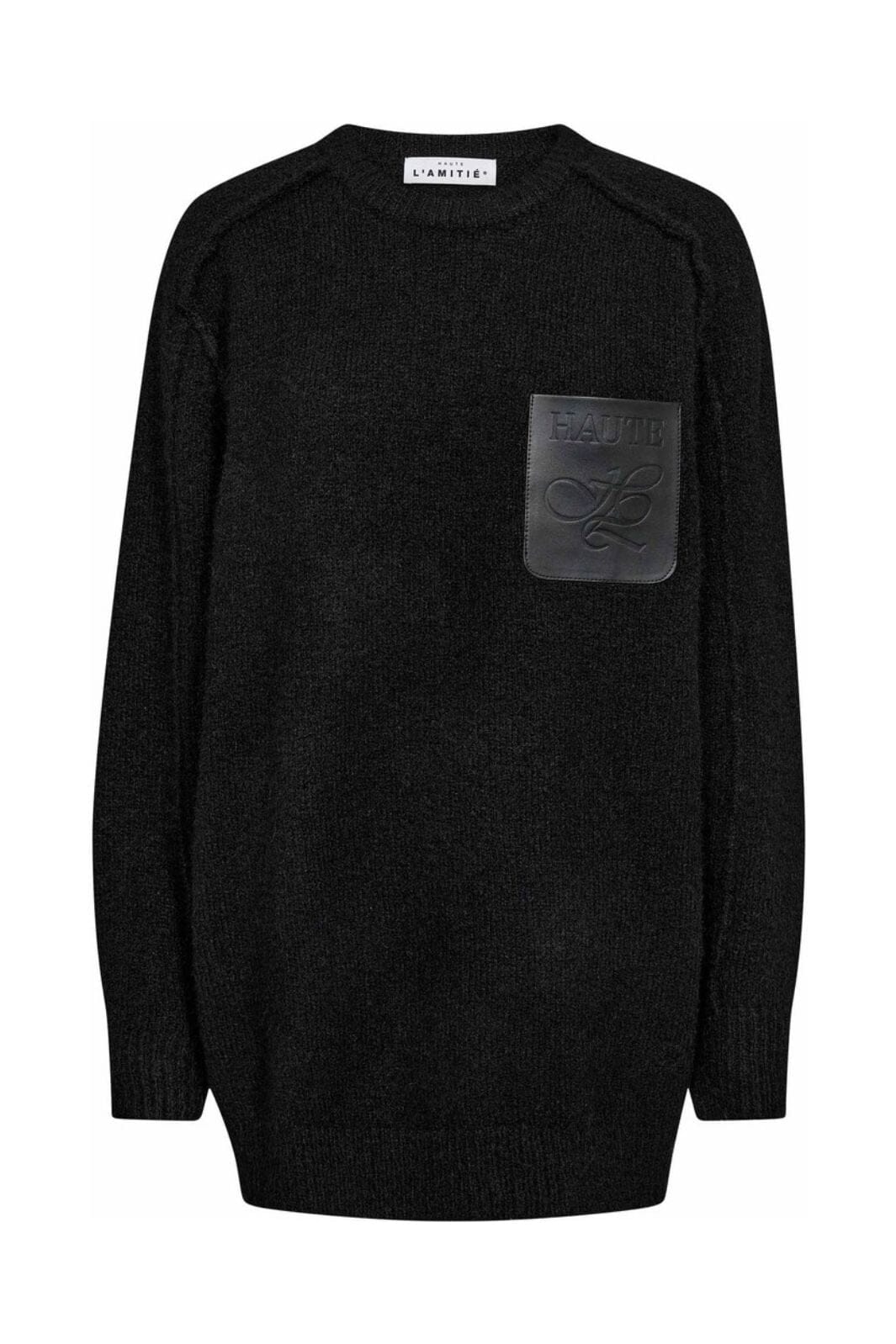 Haute L'Amitié - Darcia Reverse Ovesize Pocket Knit HL10778 - Antracit Melange Strikbluser 
