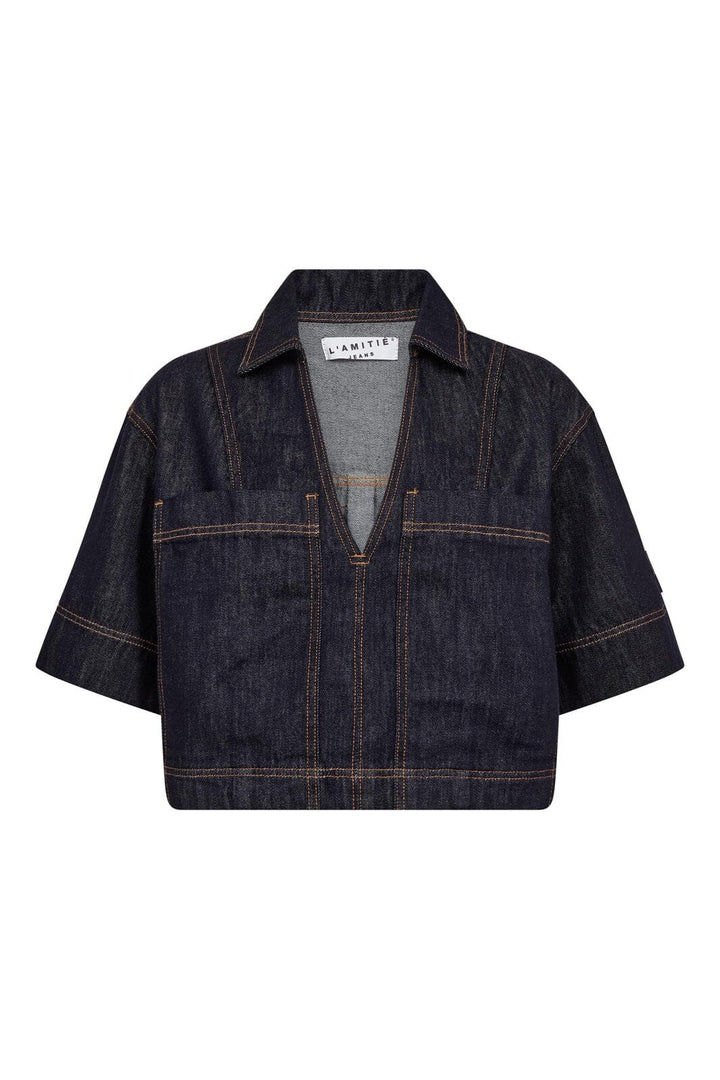 Haute L'Amitié - Drew Denim Top Unwashed HL10556 - Unwashed Denim