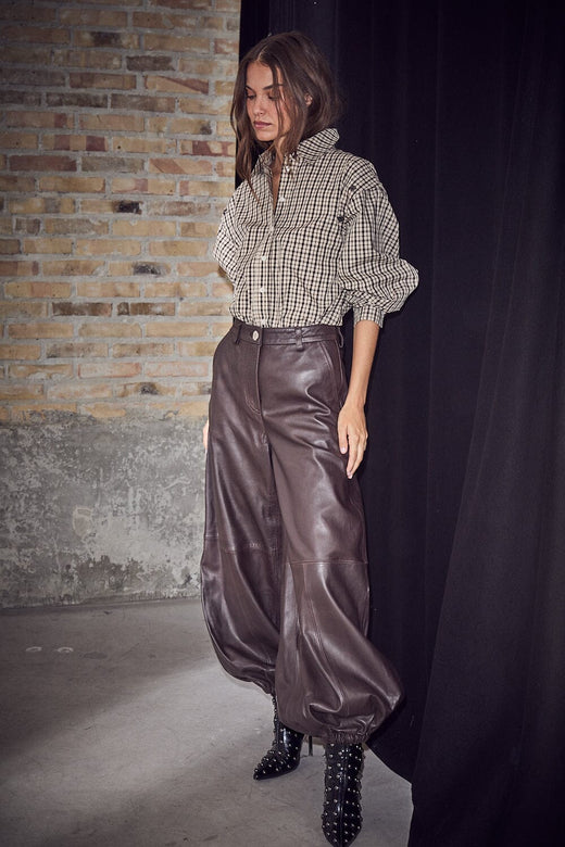Haute L'Amitié - Jasmin Leather Harem Pant HL10541 - Mocca Bukser 