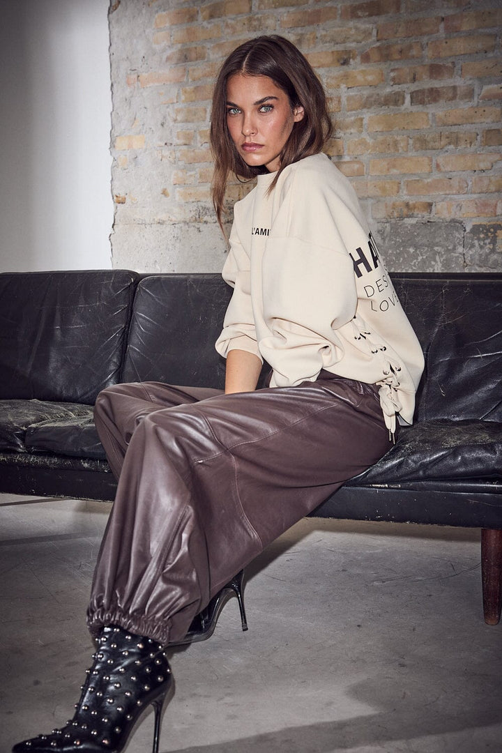 Haute L'Amitié - Jasmin Leather Harem Pant HL10541 - Mocca Bukser 