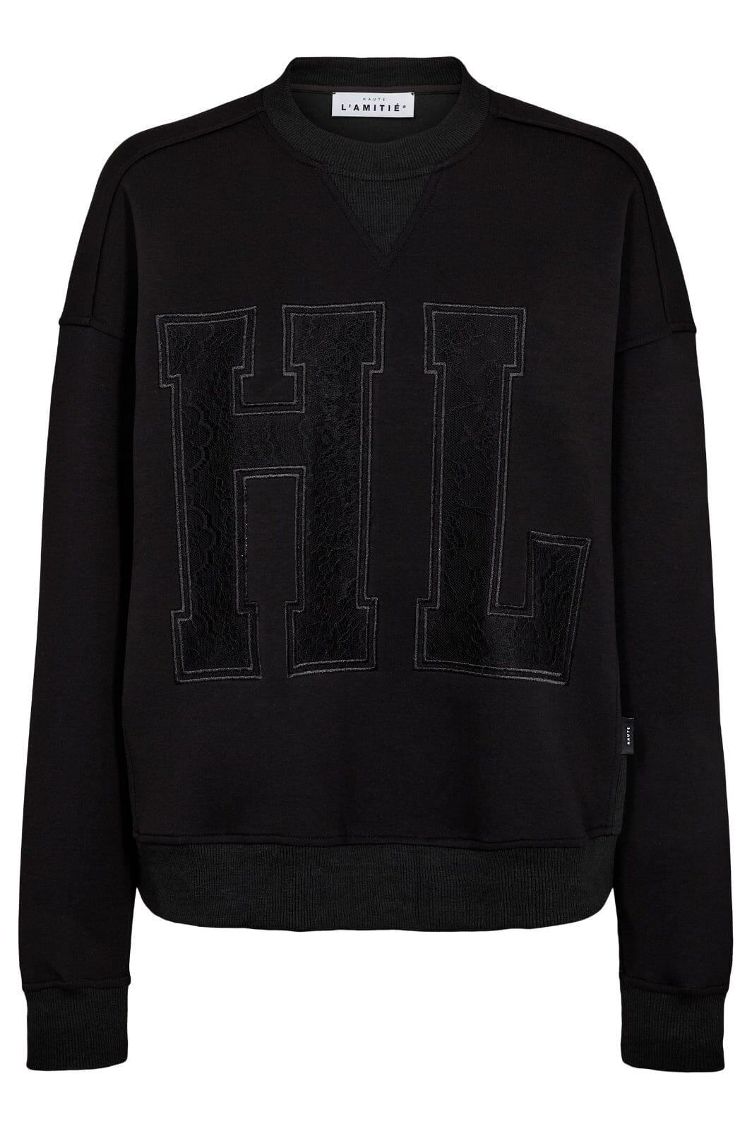 Haute L'Amitié - Lace Application Sweat HL10246 - Black Sweatshirts 