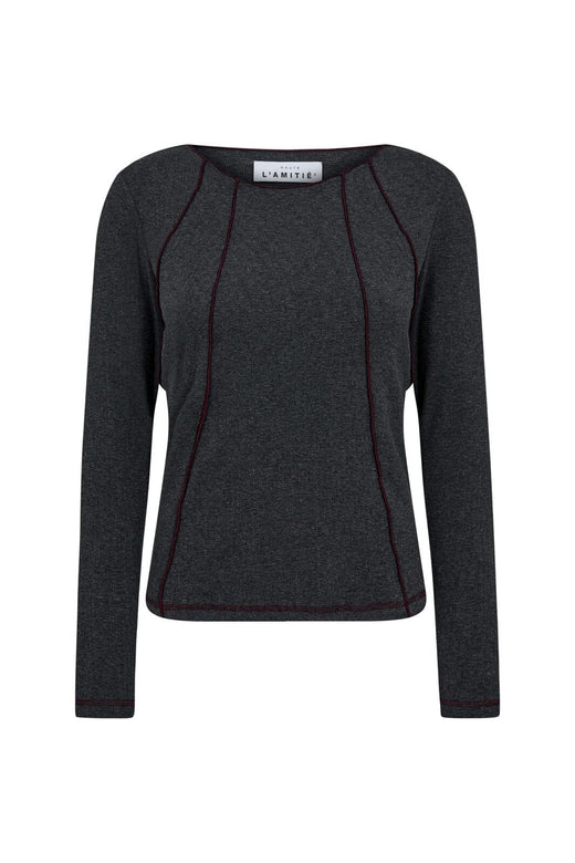 Haute L'Amitié - Reverse Seam Rib Blouse HL10012 - Antracit Melange