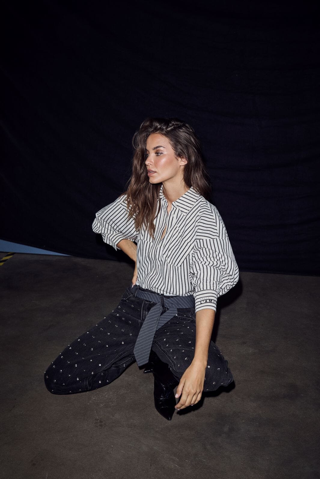 Haute L'Amitié - Sophie Mono Stripe Stone Shirt Hl10995 - Off-White / Black Stripe Skjorter 
