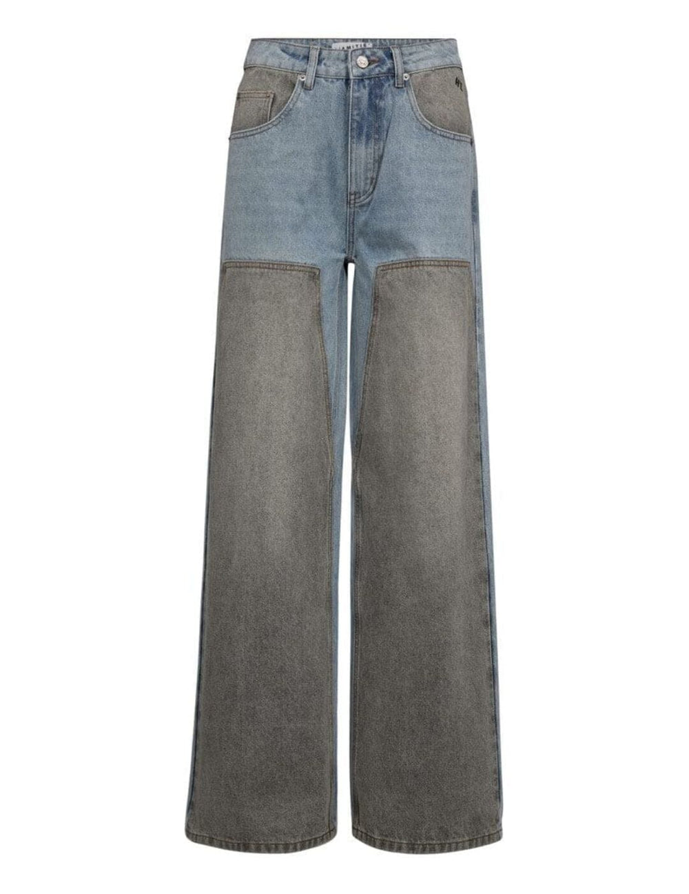Haute L'Amitié - Two-Tone Patch Jeans HL10377 - Blue/Grey Mix Jeans 